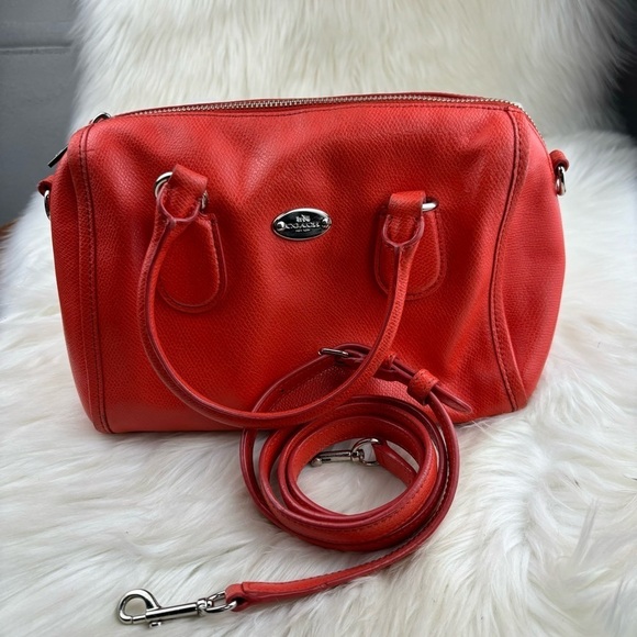 Coach Handbags - COACH ORANGE LEATHER SATCHEL BAG